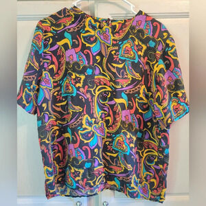 Alex & Amy Vintage Colorful Silk Blouse